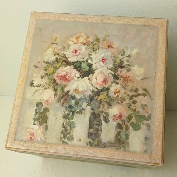 Bob's Boxes Decorative Victorian Garden Graphic Stoage Box/Bin 7" X 7" X 7" EUC - Picture 2 of 10